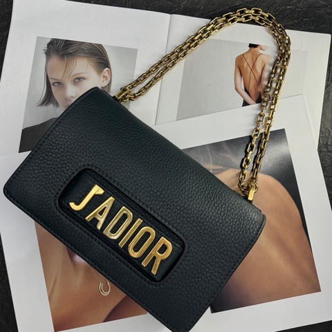 Dior迪奧 J'ADIOR 黑色牛皮金色鏈條手提包單肩包 中號