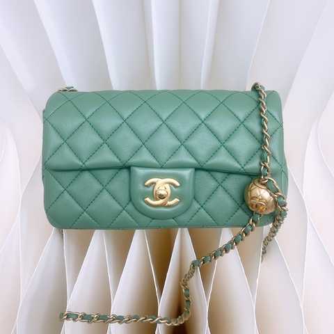 Chanel 23c mini cf 20 翡翠綠金球鏈條包