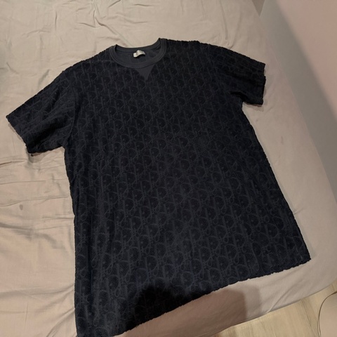 Dior Oblique T-Shirt Relaxed Fit Navy Blue Cotton Terry