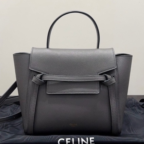Celine Belt Bag灰色/錫器灰經典粒面牛皮Nano鯰魚包