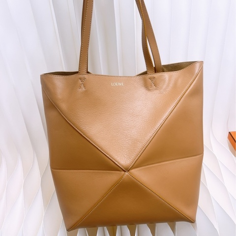 Loewe puzzle fold 中號幾何托特包 棕色