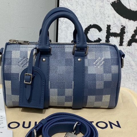 Louis Vuitton路易威登 keepall 25 棋盤格手提斜挎包，全皮格紋款 芯片款 2026年