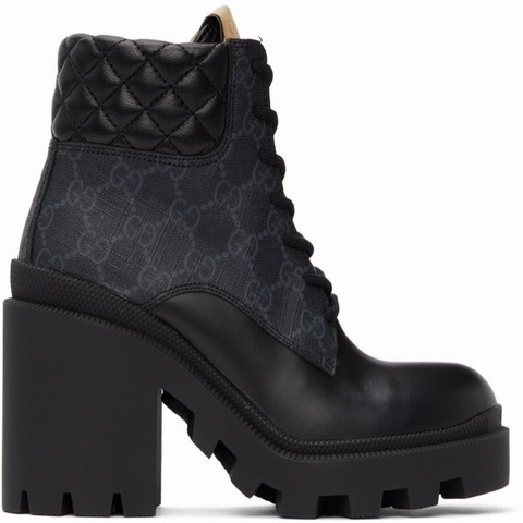 Gucci 女士 黑色GG 系帶及踝靴子34.5 35 35.5 36 37 38 38.5 39 39.5 40碼