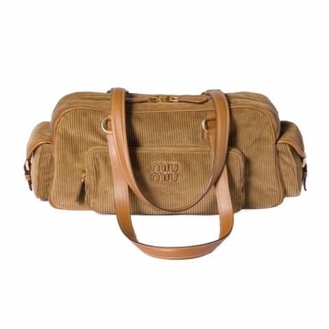 Miu Miu 女士 燈芯絨口袋單肩包均碼碼常規、32cm*14cm*19cm