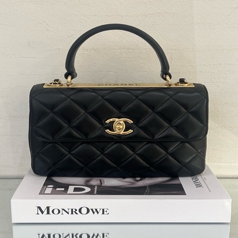 香奈兒CHANEL 黑玫瑰金手柄Trendy小號