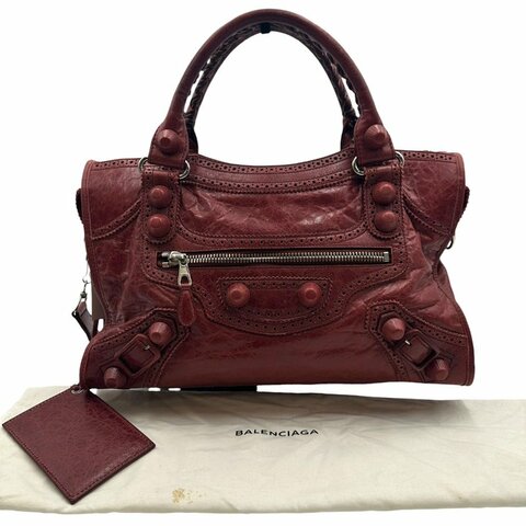 【美收精品】BALENCIAGA  酒紅色大機車包 C-681【隔月月中將轉賣至日本 上架期限30天】
