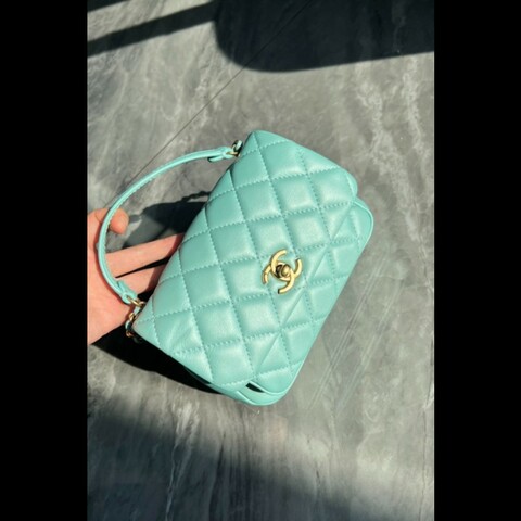 香奈兒/Chanel 口蓋包 方胖子 郵差包 相機包Tiffany湖水藍