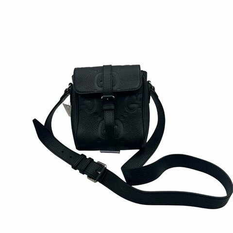【美收精品】Gucci 黑色壓紋皮革小號郵差包 C-716【隔月月中將轉賣至日本 上架期限30天】