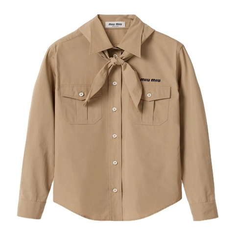 Miu Miu beige neckerchief poplin shirt 36 襯衫