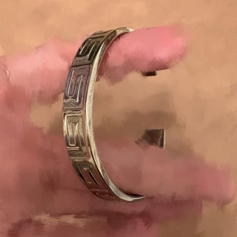 Gucci 雕刻手環 可調節925 純銀 (Sterling Silver)古馳