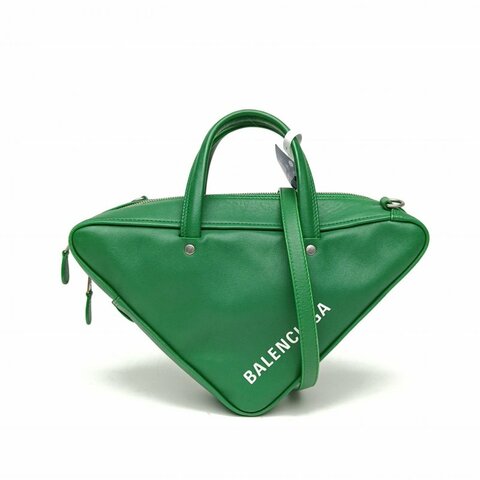BALENCIAGA 三角包中號24綠色牛皮肩背包