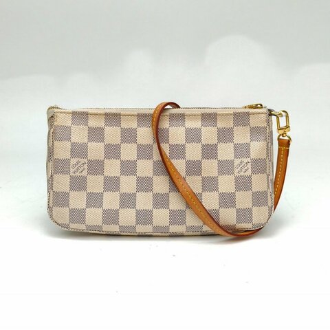 LOUIS VUITTON Pochette大麻將包白棋格PVC金扣2020肩背包
