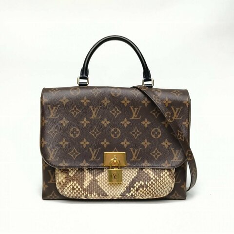 LOUIS VUITTON 老花蛇皮2019MARIGNAN手提郵差包肩背包