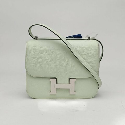HERMES Constance康康19氣泡綠Epsom皮U刻銀扣肩背包
