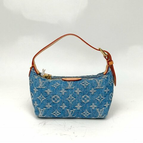 LOUIS VUITTON HILLSPOCHETTE飯盒包牛仔藍老花晶片肩背包