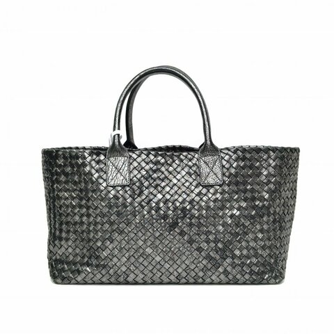 BOTTEGA VENETA 珠光黑牛皮Cabat編織手提包肩背包