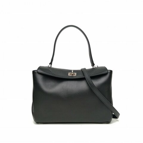 BALENCIAGA Rodeo小號29黑色牛皮銀扣肩背包