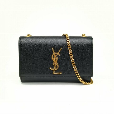 SAINT LAURENT KATE小號20荔紋黑色牛皮金扣肩背包