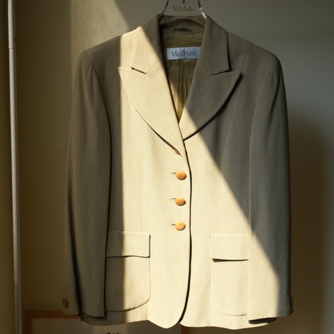 Max Mara 1990s 義式復古千鳥格紋獵裝風收腰西裝外套