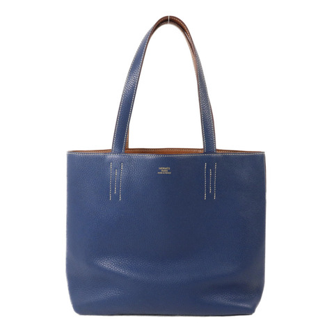 HERMES Clemence皮革Double Sens 28手挽袋Deep Bleu/Gold