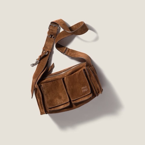 Miu Miu 女士 Utilitaire麂皮單肩包均碼碼26cm*9.5cm*14.5cm