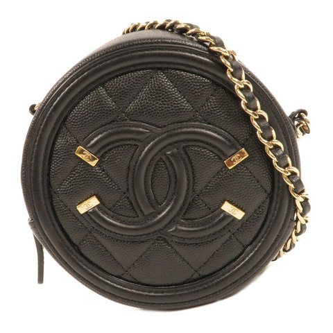 CHANEL 牛皮皮革Round CC Filigree Bag肩背袋
