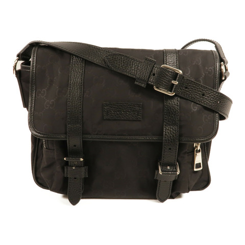 GUCCI 尼龍/牛皮皮革GG Nylon  Messenger Bag肩背袋