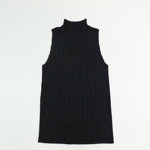 ISSEY MIYAKE三宅一生 黑色褶皺 高領背心 SIZE4