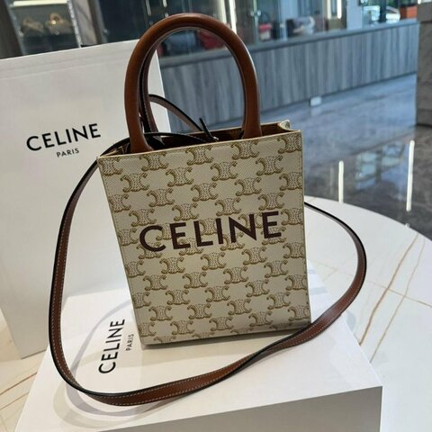 CELINE Triomphe 帆布迷你型直式Cabas手袋