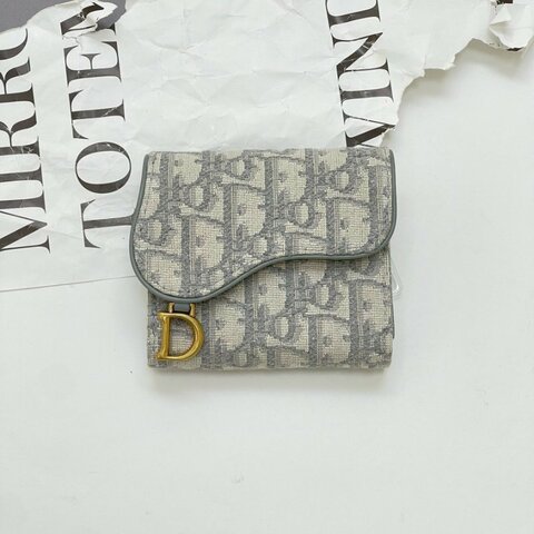 DIOR SADDLE LOTUS 老花三折短夾