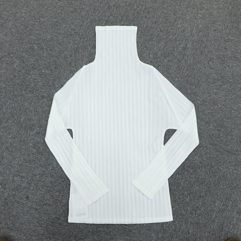 ISSEY MIYAKE三宅一生 白色褶皺 高領長袖上衣 SIZE3