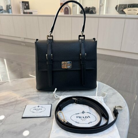 *SHIHNA名牌精品* PRADA Saffiano 皮革兩用提包