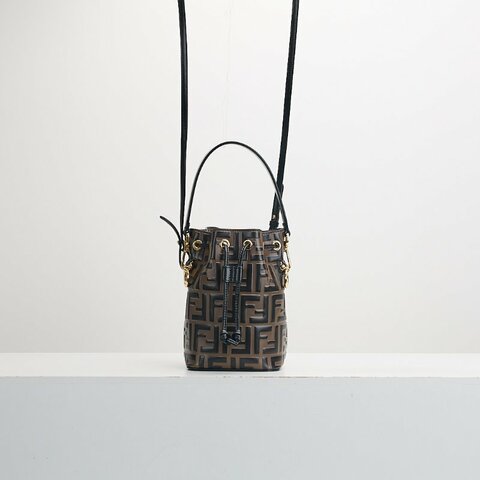 Fendi mini 水桶包 老花棕色