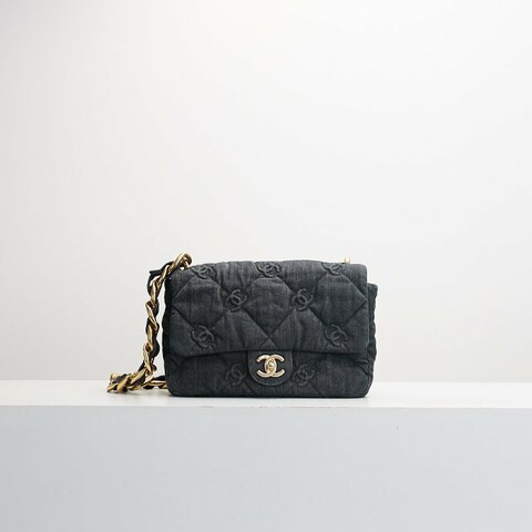 Chanel 22s CF牛仔粗鍊腋下包/芯片款
