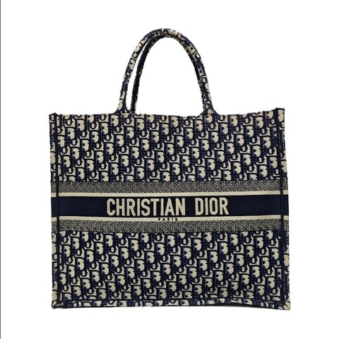 DIOR Book Tote 大號 藍色帆布托特