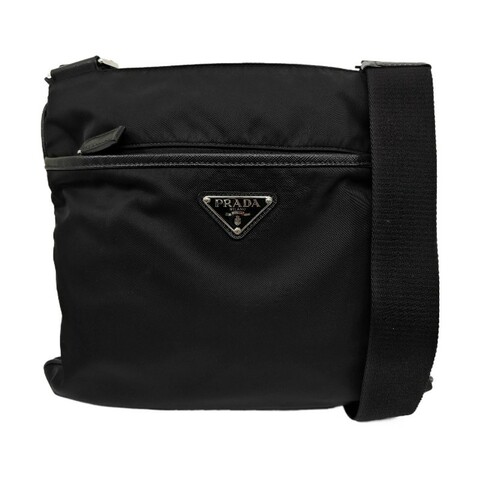PRADA 黑色尼龍徽標單肩包斜挎包
