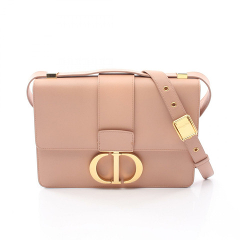 Christian Dior 30 MONTAIGNE 粉紅色皮革斜背包，金色五金，二手女款