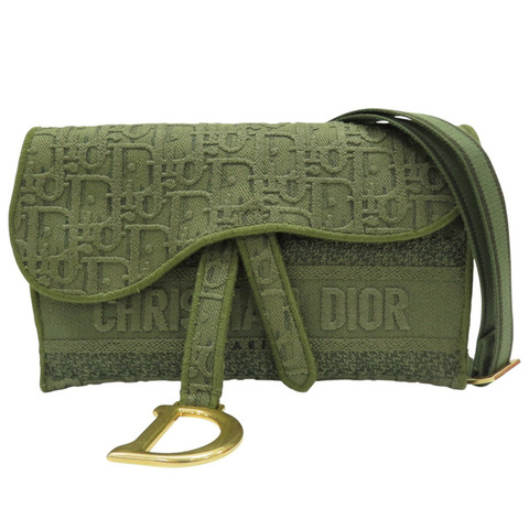 綠色 緹花帆布 肩背包【Dior 迪奧】 S5647