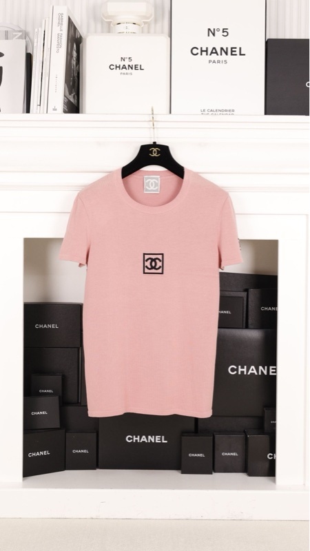 Chanel 方标运动系列橡皮粉短袖上衣