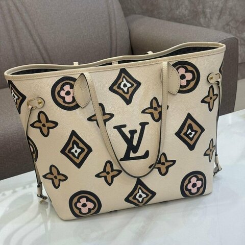 LV M45819 Neverfull MM Wild at Heart 手繪風托特