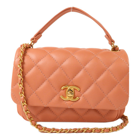 CHANEL 牛皮皮革Chain Shoulder鏈帶手挽肩背兩用袋