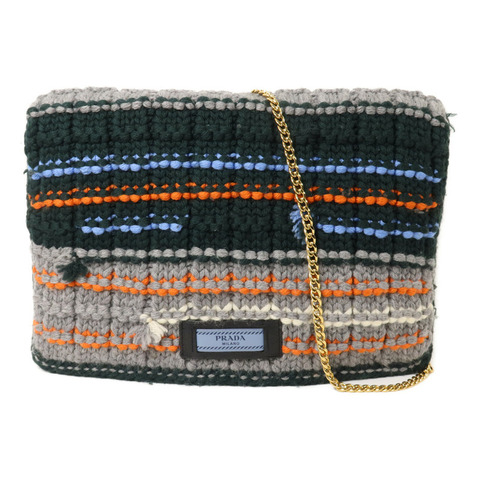 PRADA 羊毛/尼龍Shoulder Bag鏈帶肩背袋