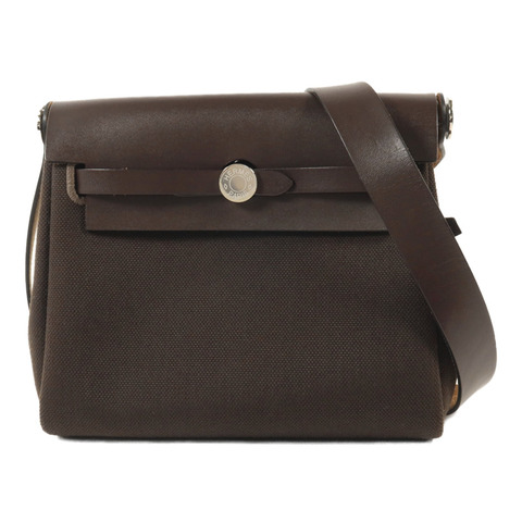 HERMES 帆布Mini Herbag肩背袋Ebene