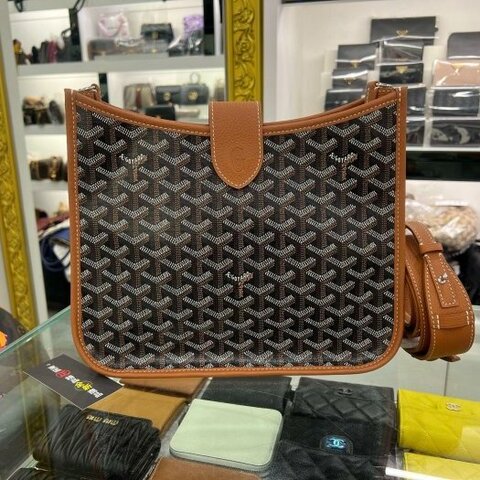 東區正精品㊣GOYARD MUSETTE 全新焦糖色圖騰手工繪製斜背包肩背包RZ6531