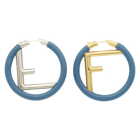 藍色 鍍金 F IS FENDI 耳環.【FENDI 芬迪】