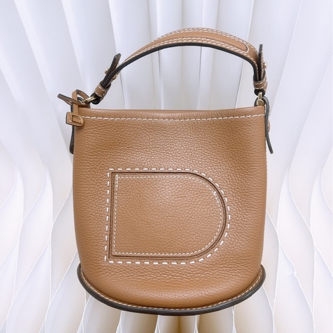 近新 Delvaux pin bucket mini 棕色迷你水桶手挽包