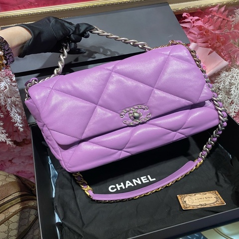 Chanel 晶片款19包 紫色