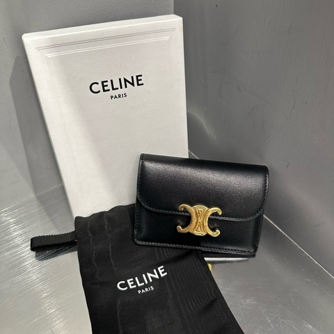 Celine Triomphe 凱旋門金扣 翻蓋卡包零錢包｜Classic Trend CT精品｜台北東區實體