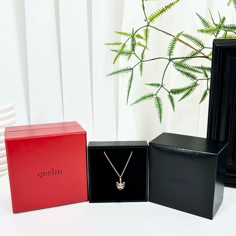 Qeelin麒麟 98新 18k玫瑰金搭配瑪瑙 舞獅滿鑽 項鍊吊墜