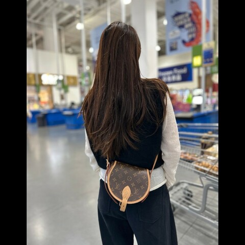 LOUIS VUITTON /路易威登 Tambourin經典老花小豬包馬鞍包 女款棕色